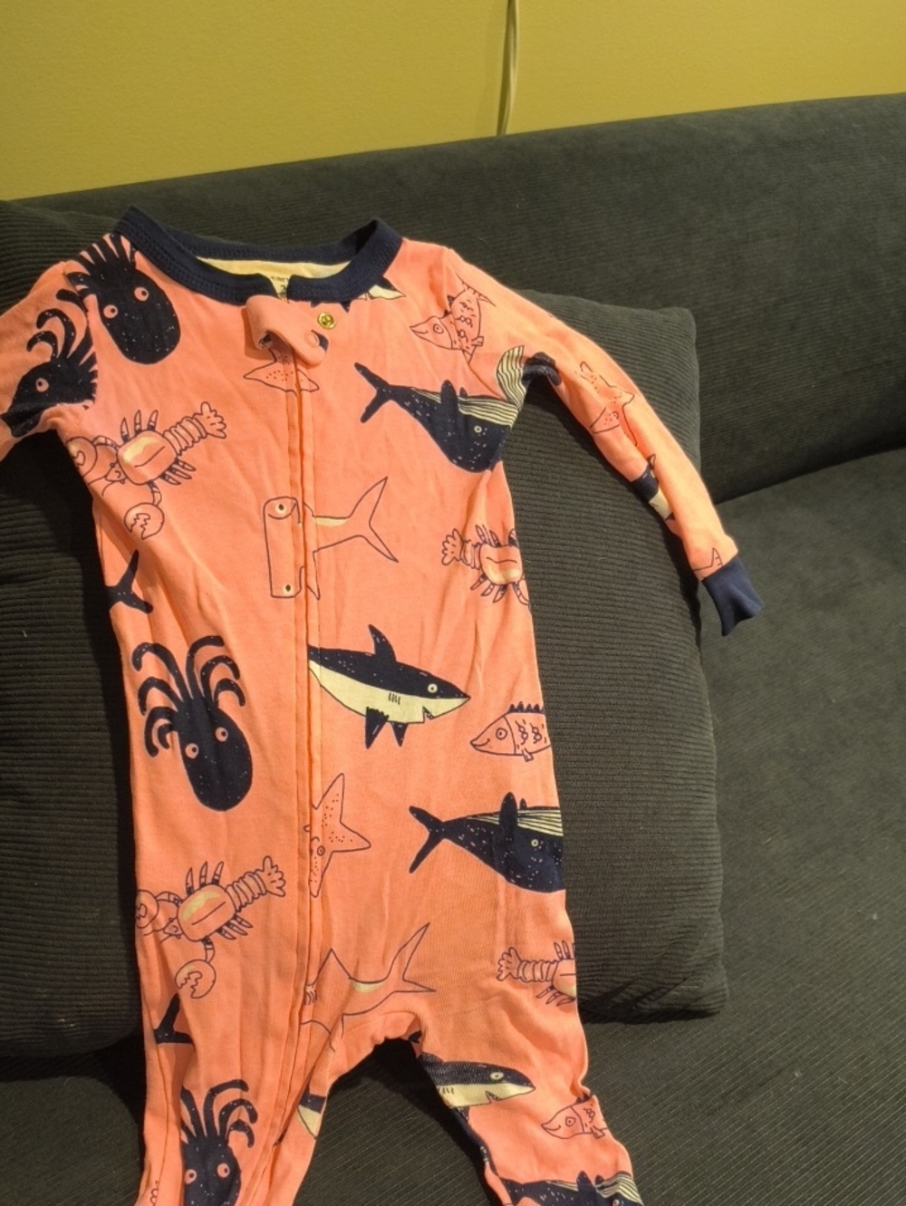 Carter's Coral Sea Creature One-Piece with Navy Trim